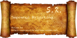Seprenyi Krisztina névjegykártya